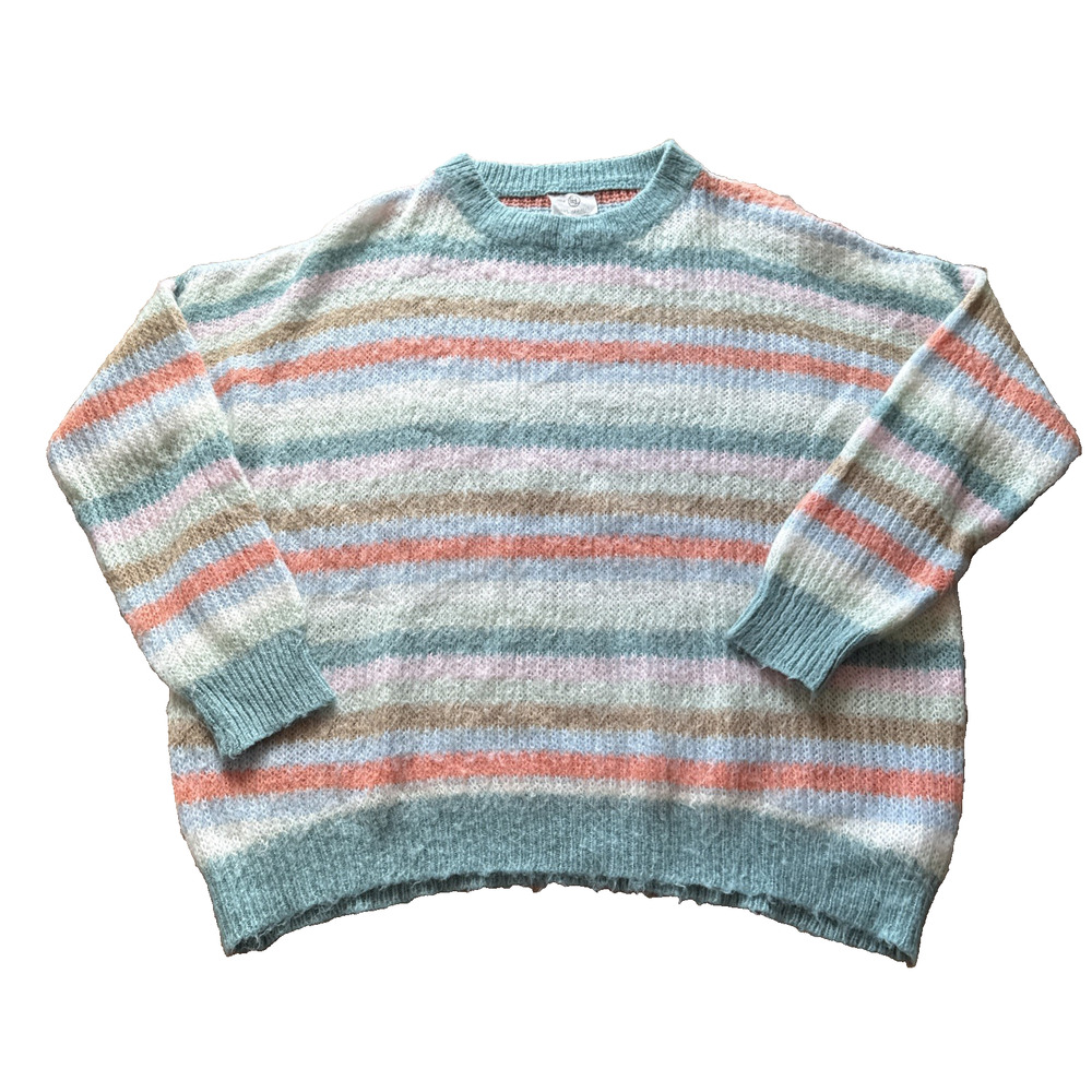 FSL Apparel Striped Oversized Knit Sweater Soft Crewneck Women’s Medium M